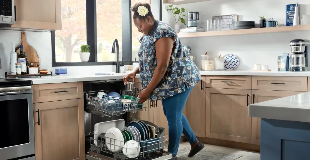 maytag-built-in-dishwasher-woman-doing-dishes